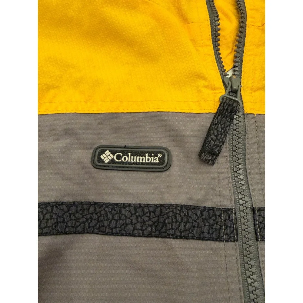 Columbia Vintage Packable Windbreaker Jacket Yellow Grey Kids Youth 10/12 L‎